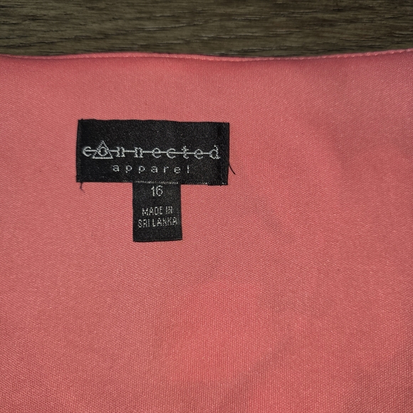 Connected Apparel Cold Shoulder Navy Dress with Pink Floral Design Size 16 - Picture 8 of 9